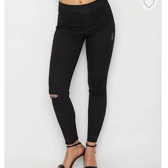 Spanx Black Distressed Denim Pull On Ankle Skinny Jeans S - Picture 10 of 10